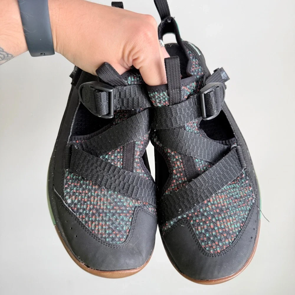 Chaco Odyssey Mens Black Multi Color Knit Sport Sandals J106479 Size 11